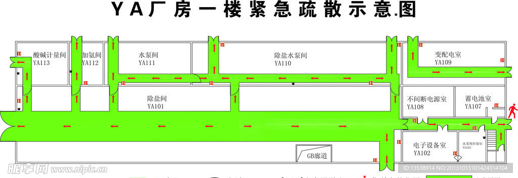 厂房一楼紧急疏散示意