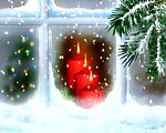 动态烛光雪花窗户视频