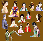 古装手绘美女素材