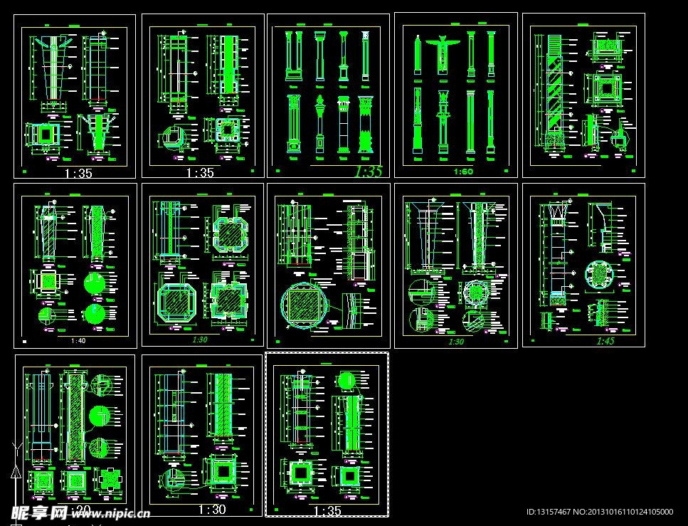 13个柱装饰建筑详图
