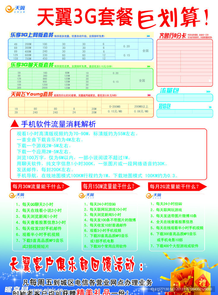 电信 3G套餐