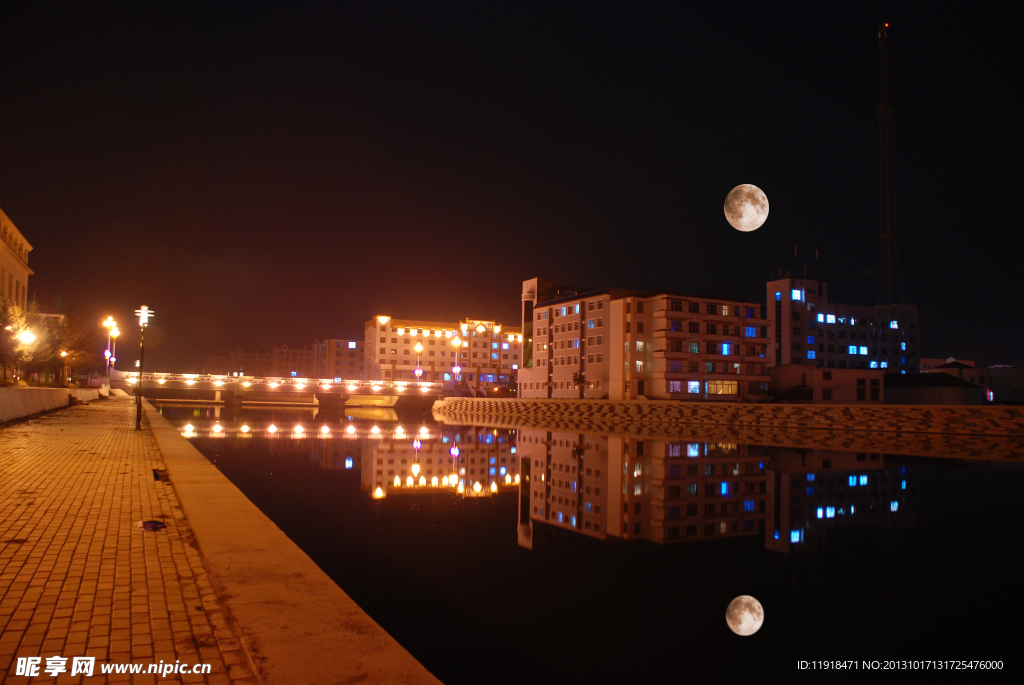 根阳桥河岸夜景