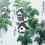 水乡春色彩磨画