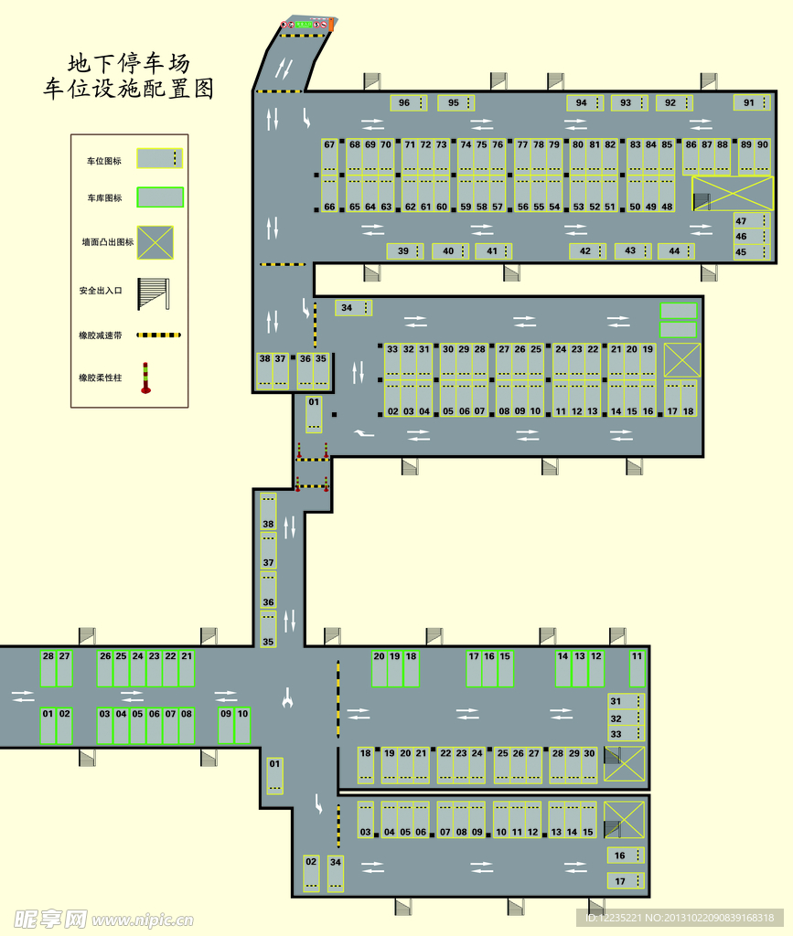 地下停车场车位设施图