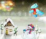 冬天的雪人 烟花