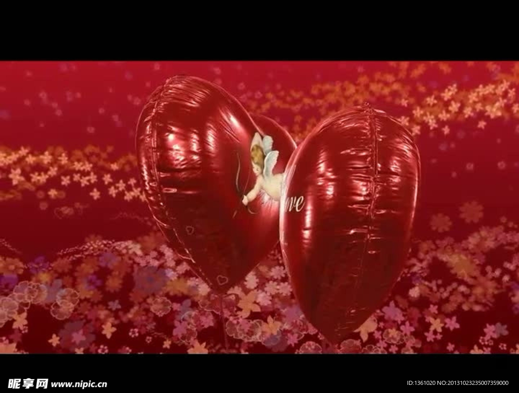 红色爱心气球视频素材