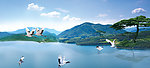 湖泊山水风景画广告素