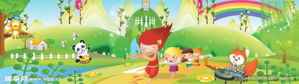 幼儿园卡通墙画广告