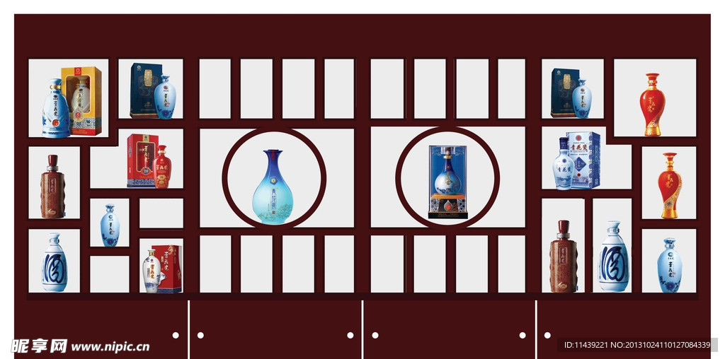 青花瓷室内酒柜效果图
