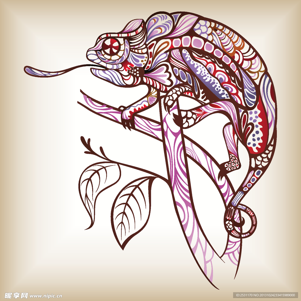 变色龙花纹矢量素材