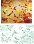 荷花九鱼图