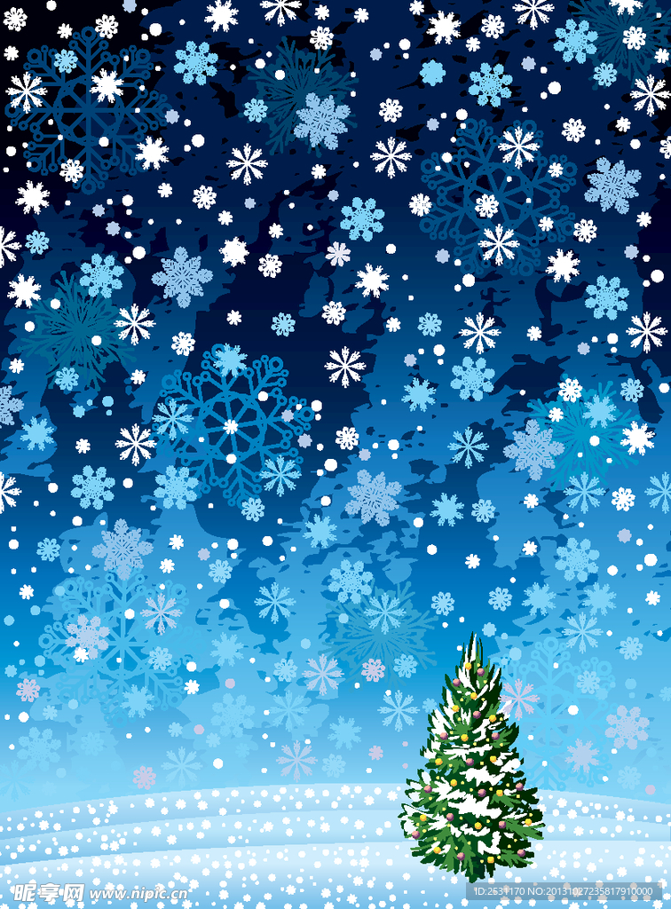 蓝色雪花背景
