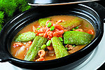 鲜虾咸肉豆腐煲