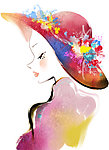 戴帽子的女人插画