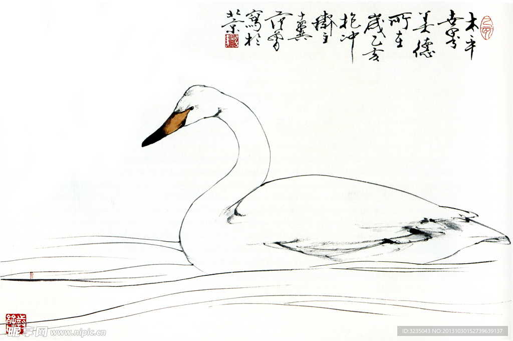鸭子白描图