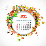 2014年日历 10月