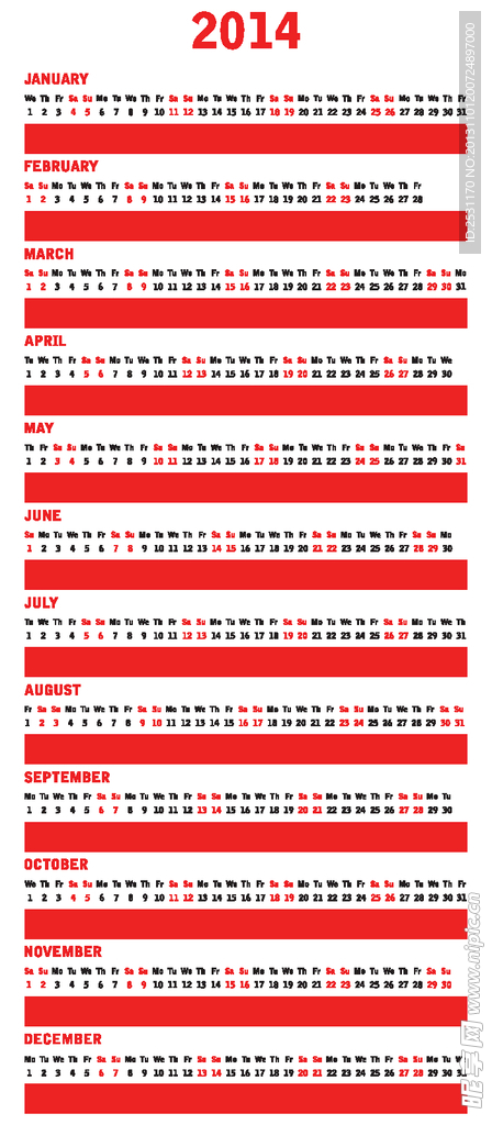 2014年年年历模板