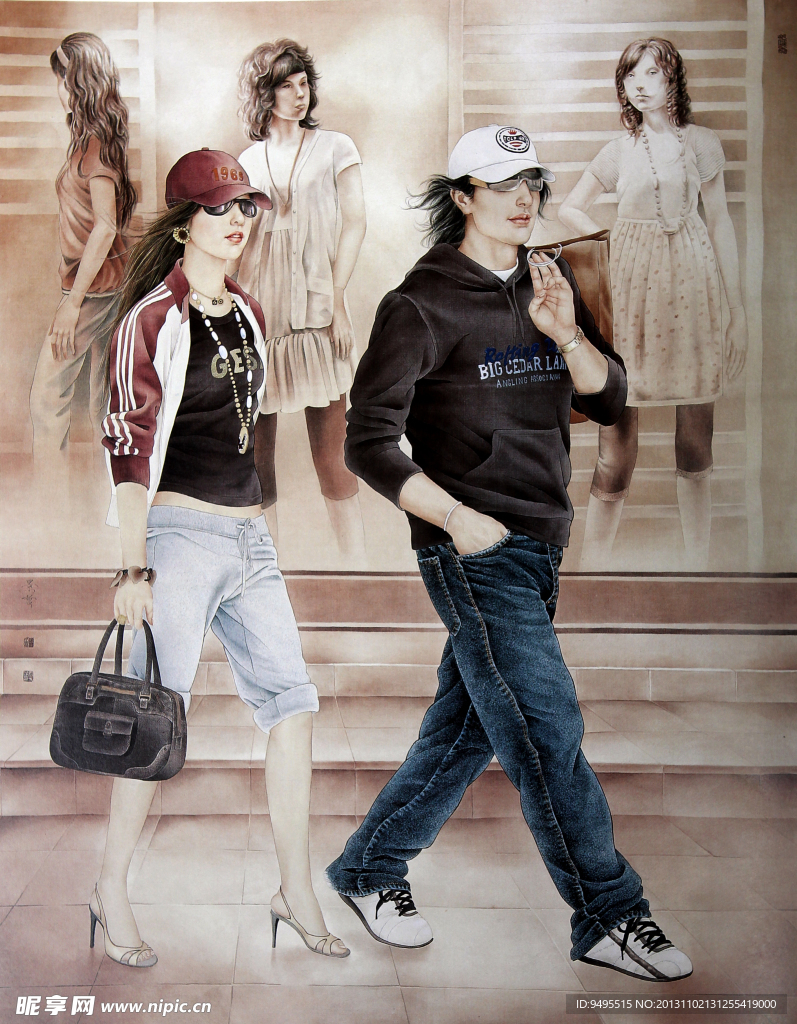 美女少女少男人物画