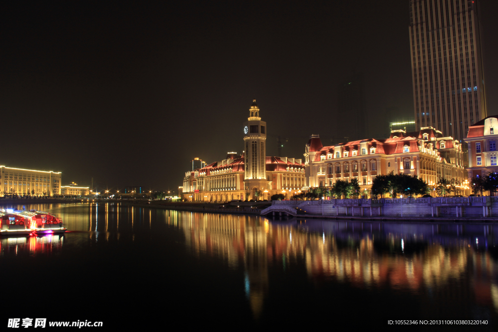 海河 建筑 夜景