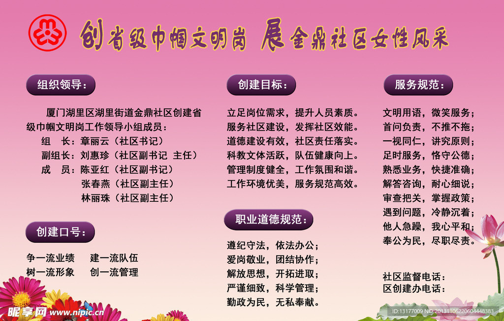 巾帼 文明展板