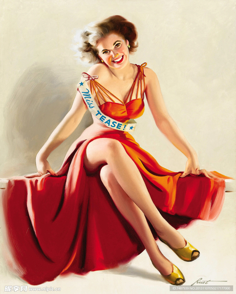 油画美女