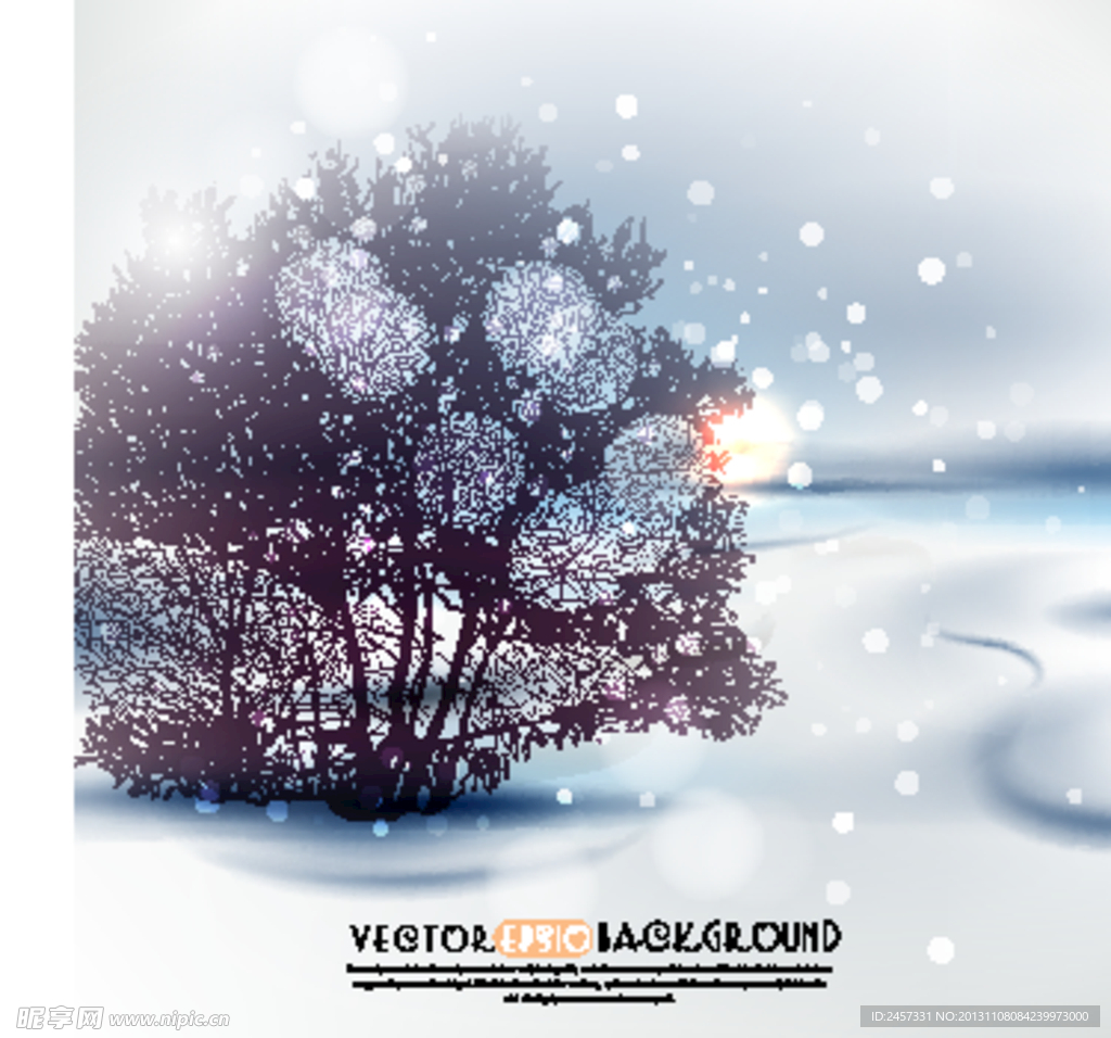 卡通冬季雪景
