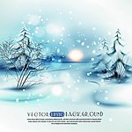 卡通冬季雪景