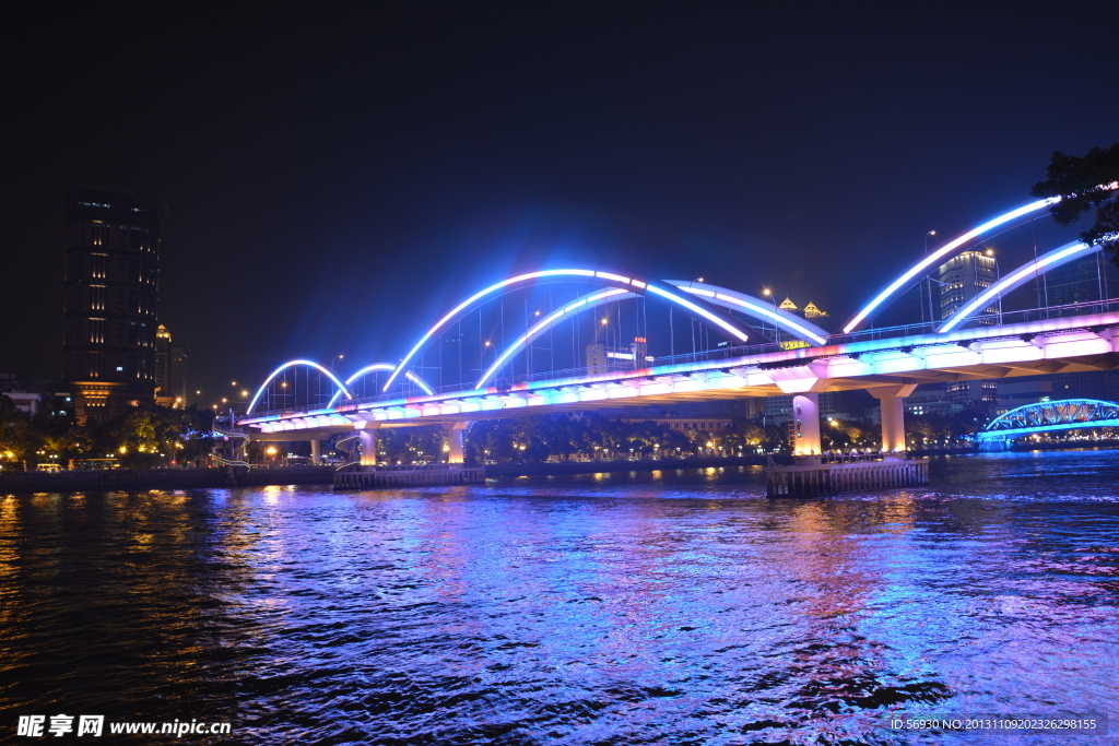 广州人民桥夜景