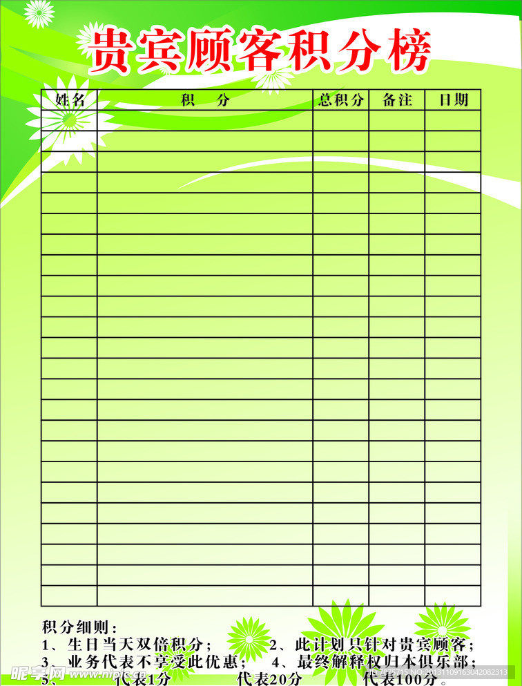 积分榜海报
