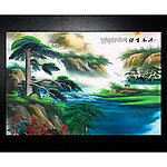 迎客松流水生财装饰画