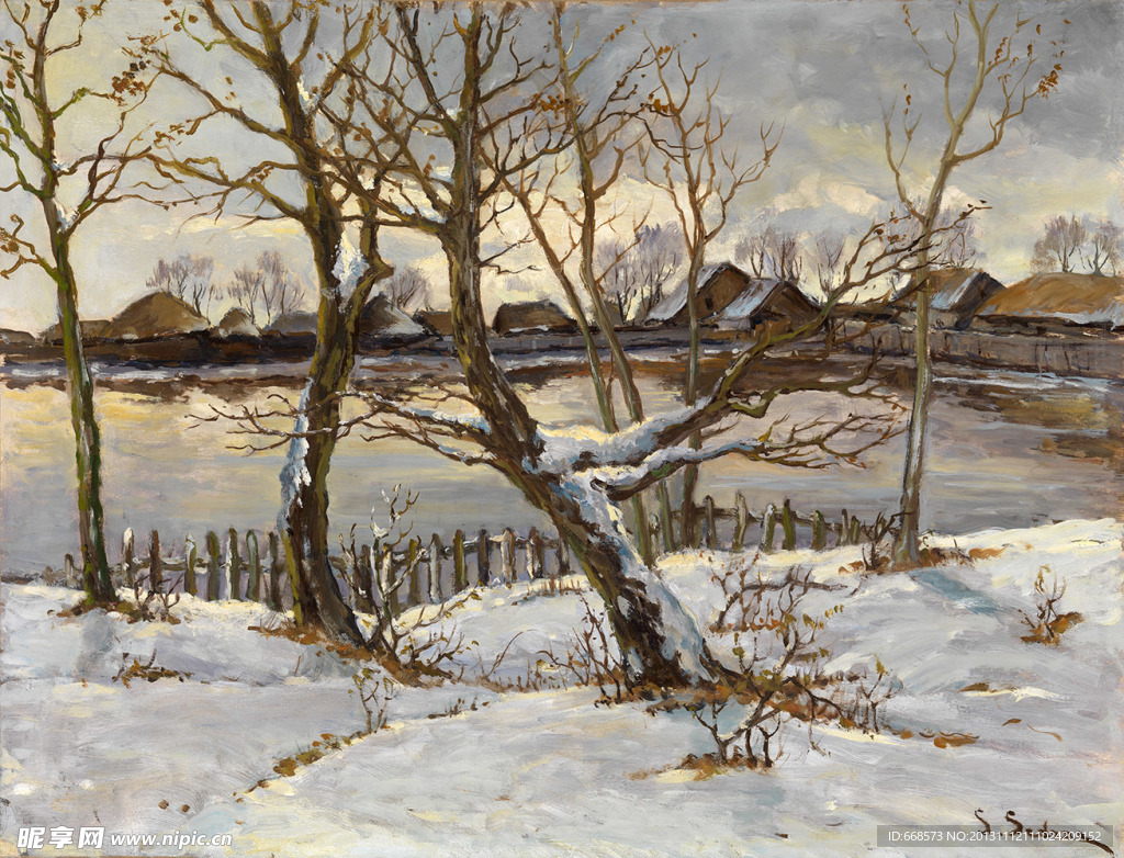 雪景油画