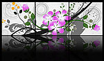 手绘花朵三联画