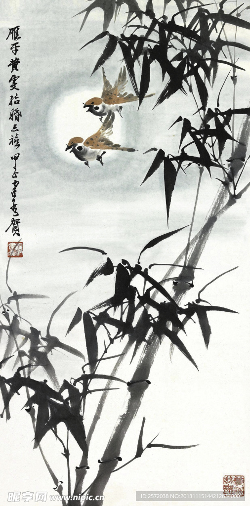 竹雀图