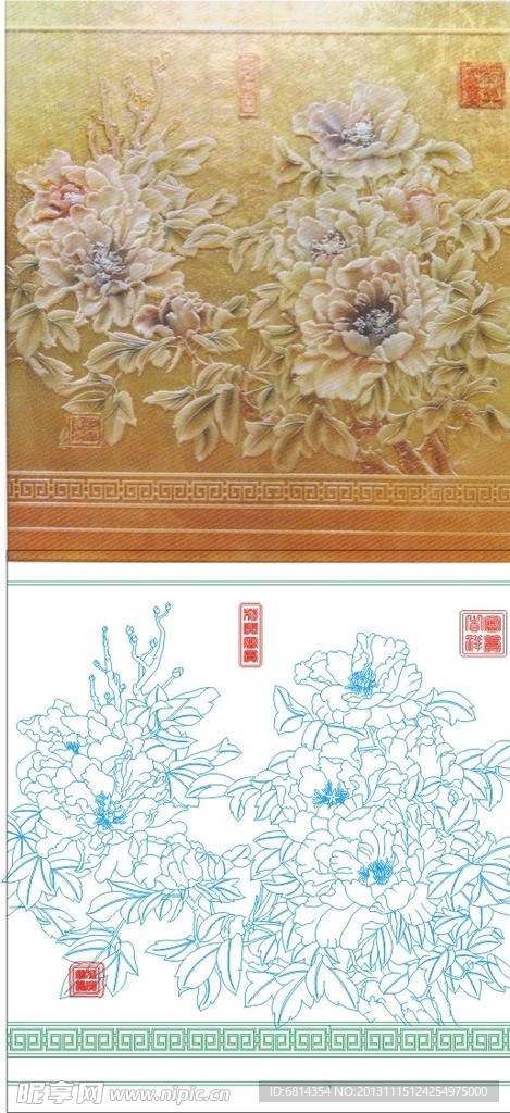 牡丹 浮雕 花开富贵