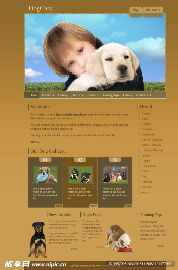 爱护犬CSS网页模板