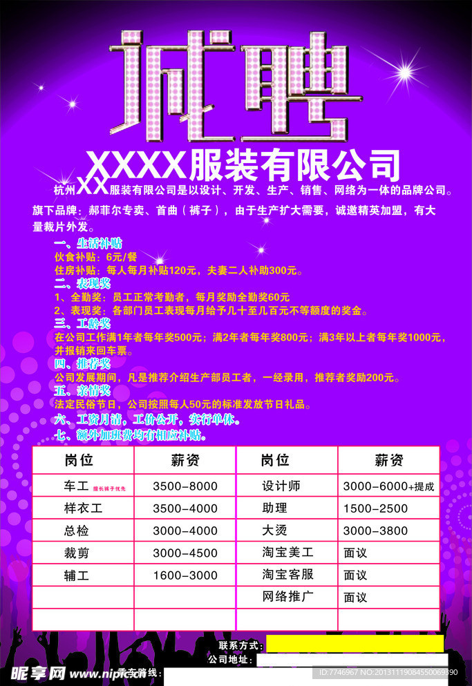 服装公司招聘广告