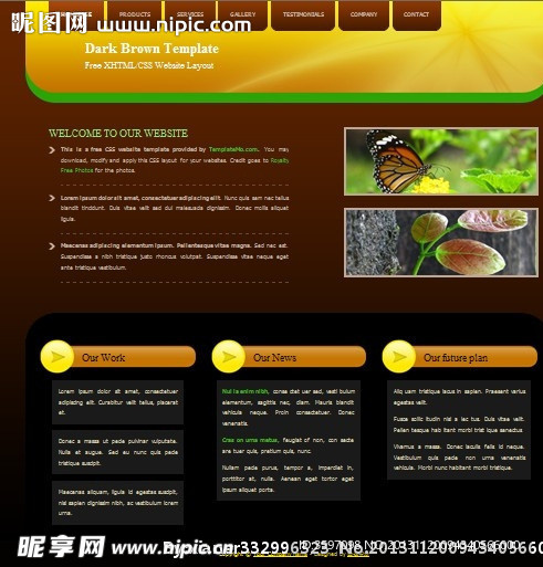 深褐色商务网页模板