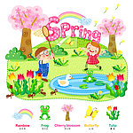 春日里捉蝴蝶的小孩