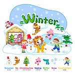 在雪地里玩耍的小孩
