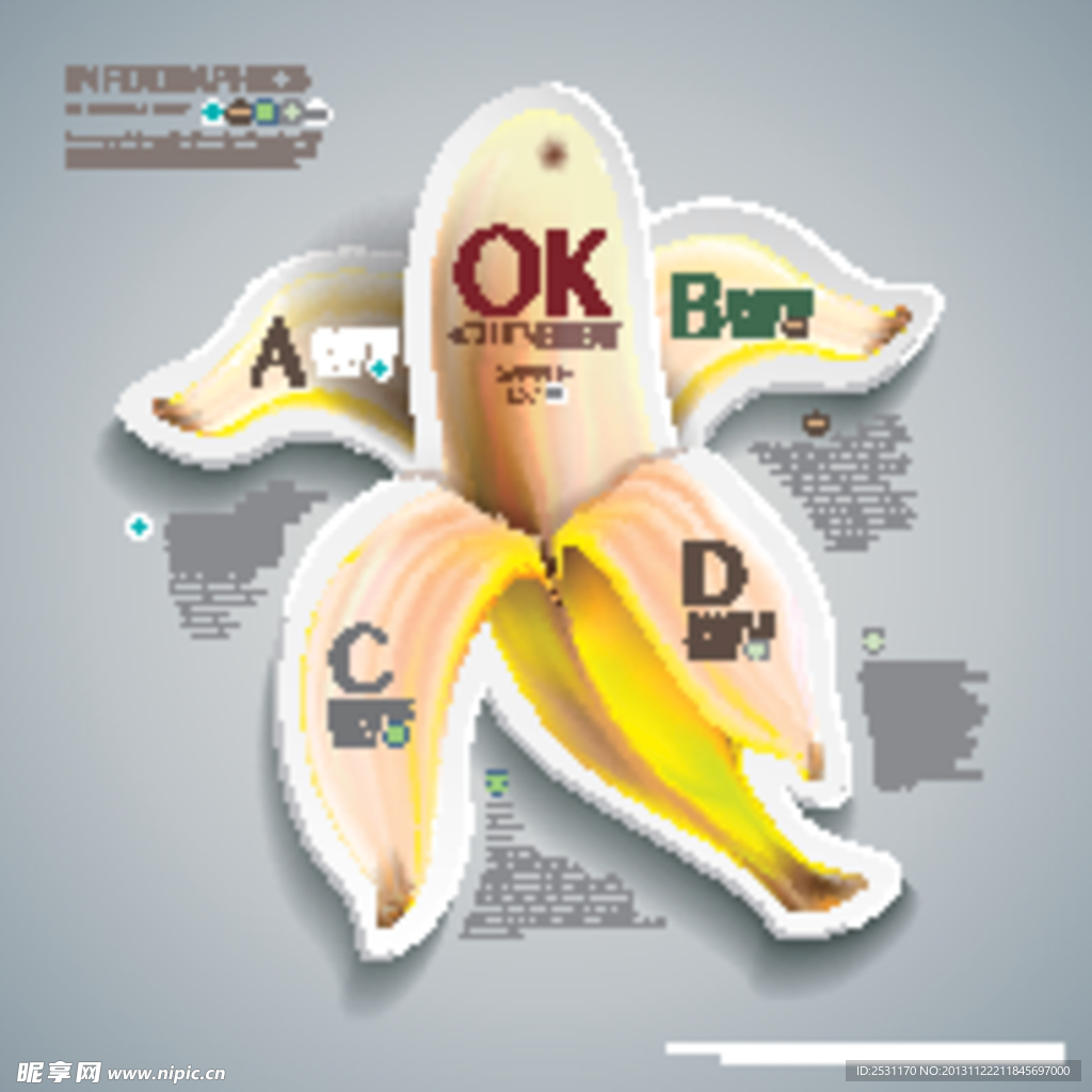 水果香蕉字母标签