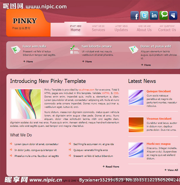 粉色商务网页模板