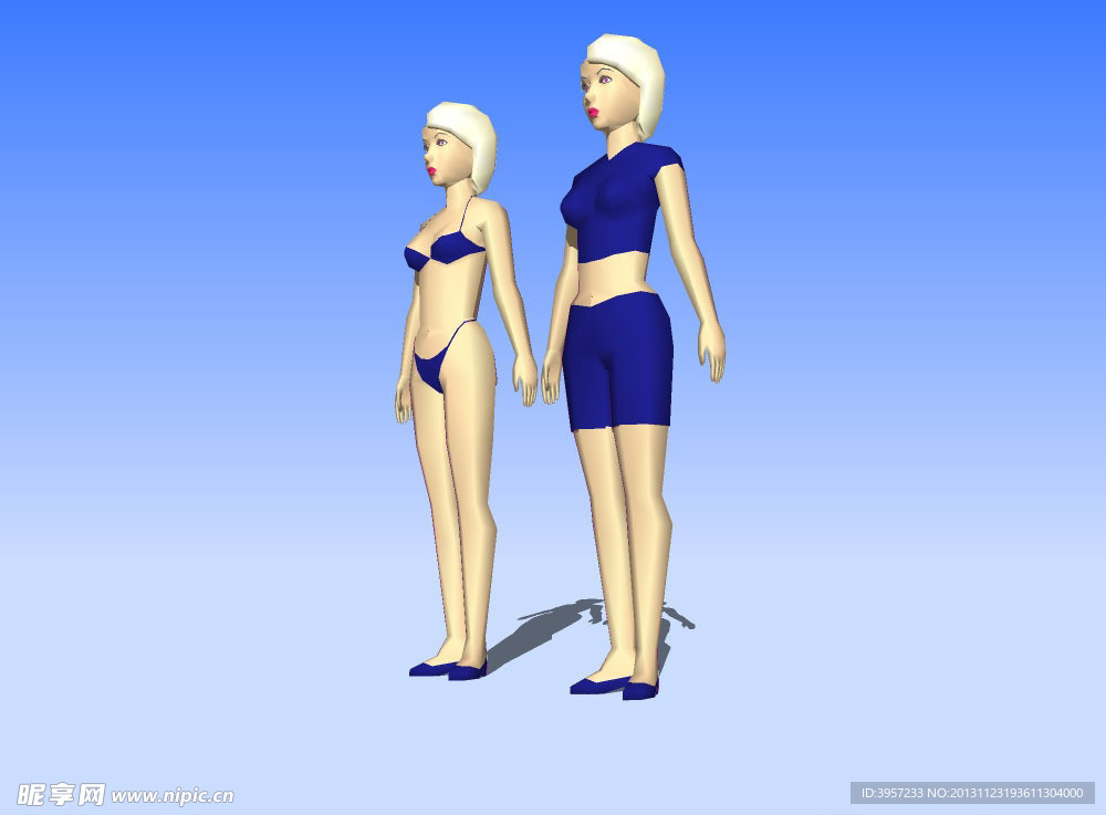 女子站式3D模型