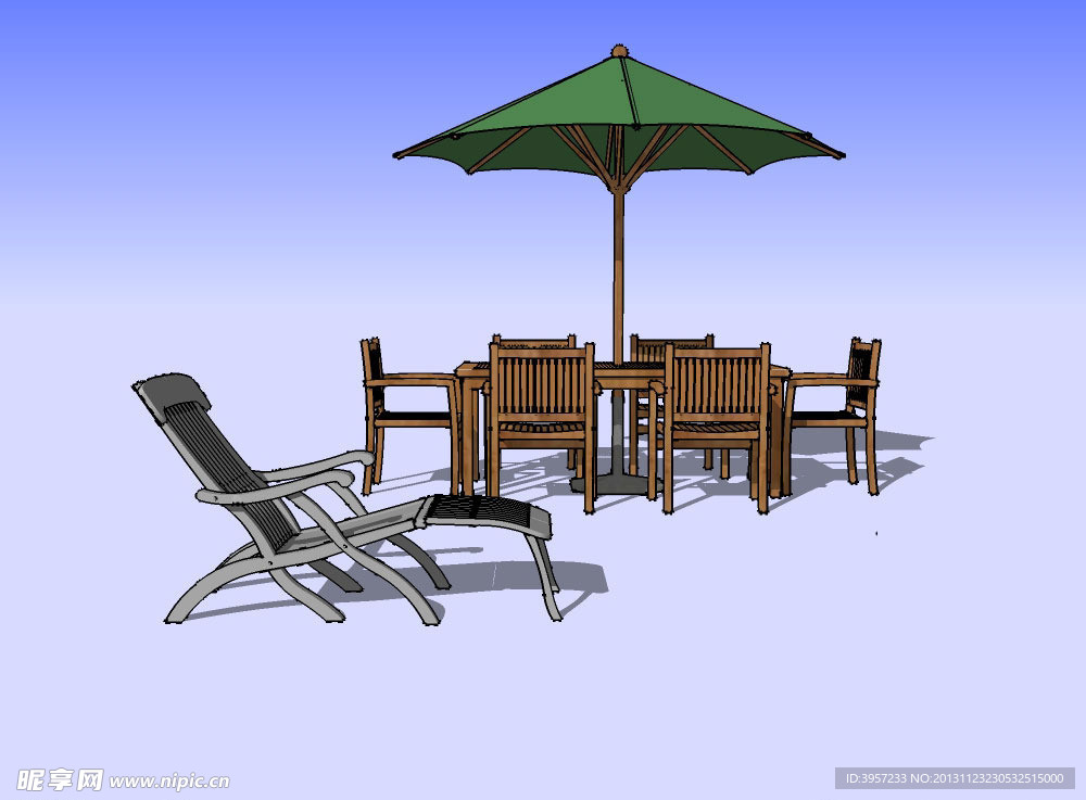 阳伞坐凳3D模型