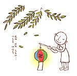 举着万字灯笼的和尚