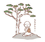 树下敲木鱼的小和尚
