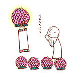 对着莲花灯合什的和尚