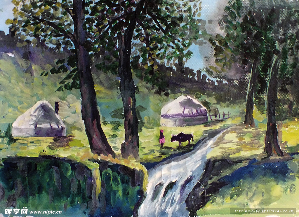 风景水彩画
