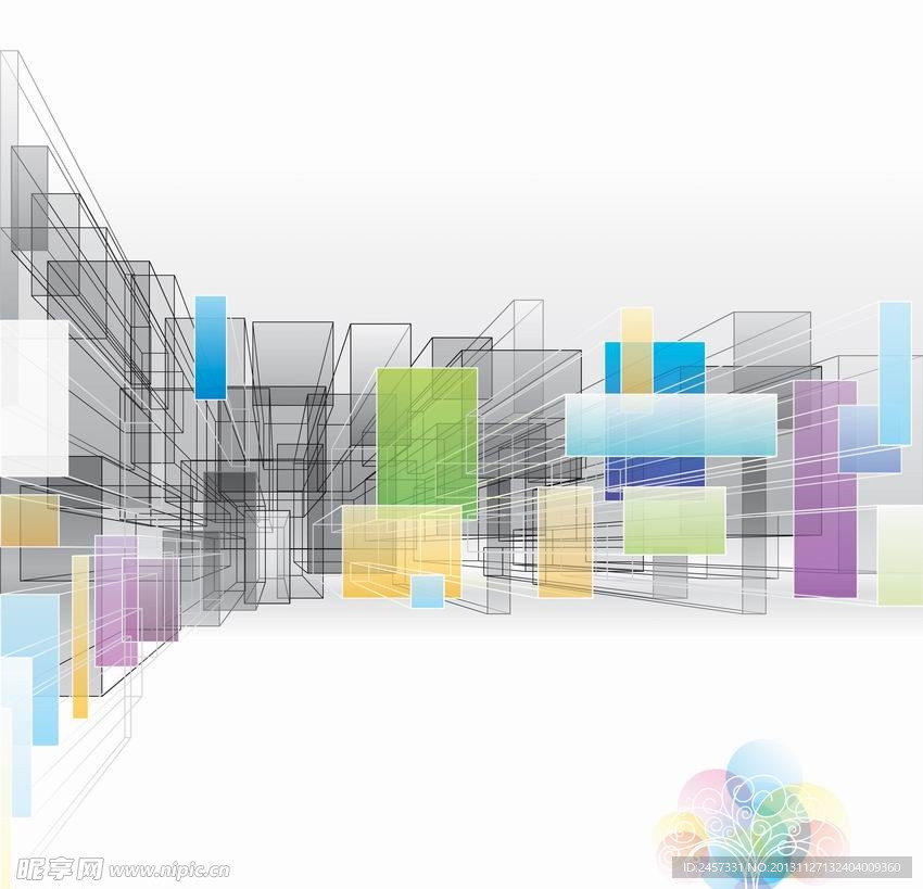 3d动感方形科技背景