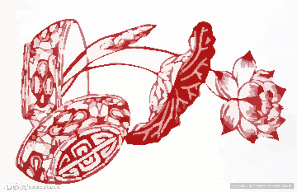 矢量油画风荷花
