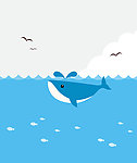 卡通海洋鲸鱼